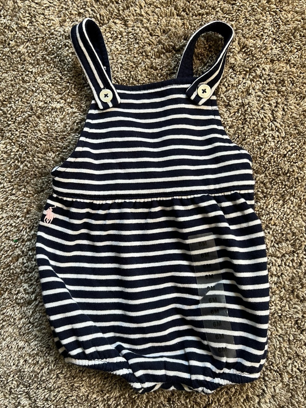 Ralph Lauren Baby Striped Navy and White Romper - Polo Style NWT